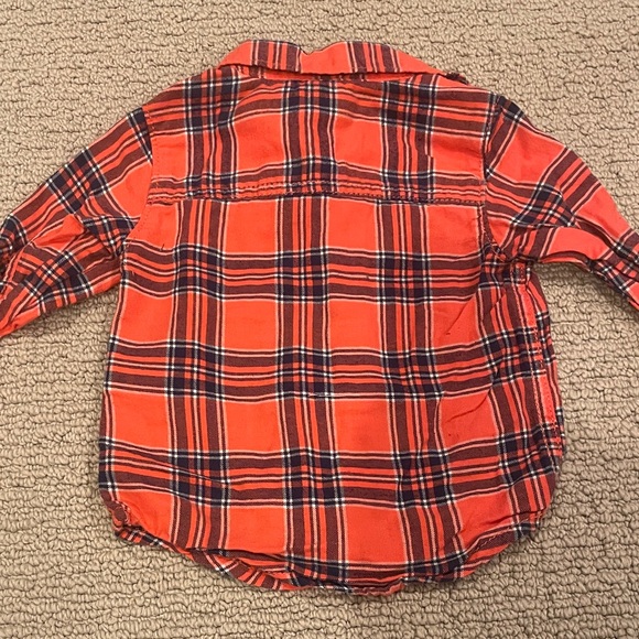 Carter's Boys Baby Red & Navy Plaid Button Down Collared Shirt - Picture 5 of 5